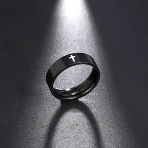 Skyrim Stainless Steel Cross Ring Men Women Christian Jesus Christ Couple Rings Jewelry Gift for Lover Wholesale