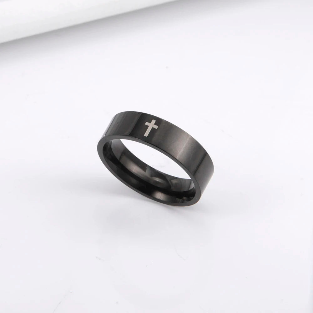 Skyrim Stainless Steel Cross Ring Men Women Christian Jesus Christ Couple Rings Jewelry Gift for Lover Wholesale