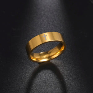 Skyrim Stainless Steel Cross Ring Men Women Christian Jesus Christ Couple Rings Jewelry Gift for Lover Wholesale