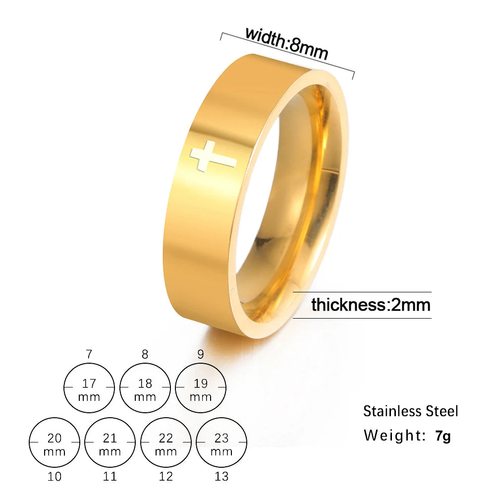 Skyrim Stainless Steel Cross Ring Men Women Christian Jesus Christ Couple Rings Jewelry Gift for Lover Wholesale