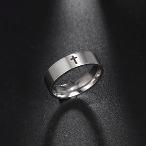 Skyrim Stainless Steel Cross Ring Men Women Christian Jesus Christ Couple Rings Jewelry Gift for Lover Wholesale