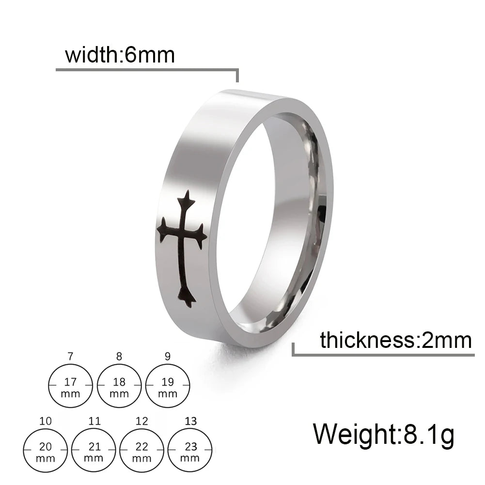 Skyrim Stainless Steel Cross Ring Men Women Christian Jesus Christ Couple Rings Jewelry Gift for Lover Wholesale