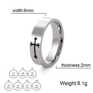 Skyrim Stainless Steel Cross Ring Men Women Christian Jesus Christ Couple Rings Jewelry Gift for Lover Wholesale