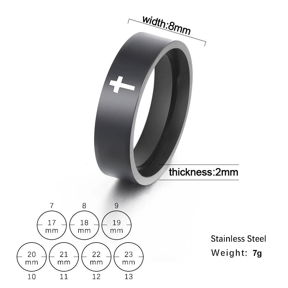 Skyrim Stainless Steel Cross Ring Men Women Christian Jesus Christ Couple Rings Jewelry Gift for Lover Wholesale