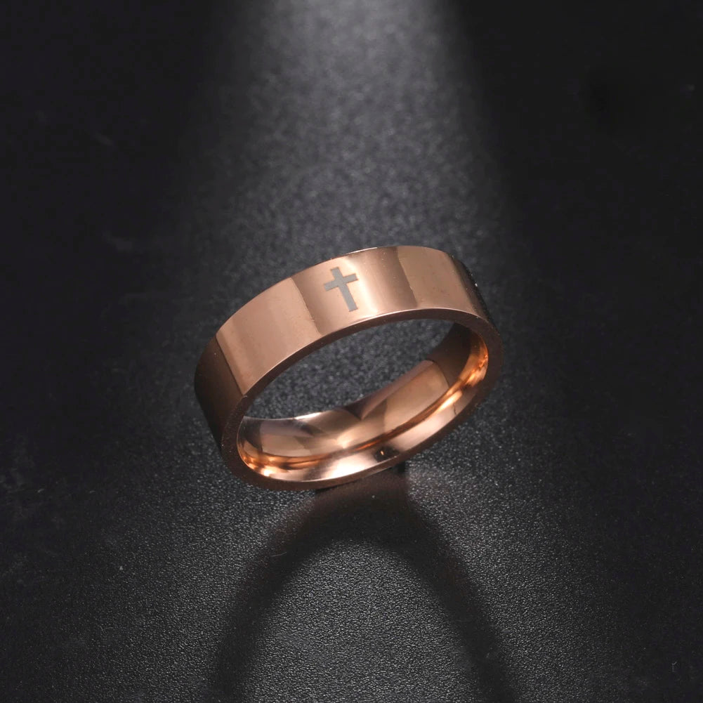Skyrim Stainless Steel Cross Ring Men Women Christian Jesus Christ Couple Rings Jewelry Gift for Lover Wholesale
