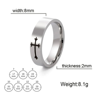 Skyrim Stainless Steel Cross Ring Men Women Christian Jesus Christ Couple Rings Jewelry Gift for Lover Wholesale