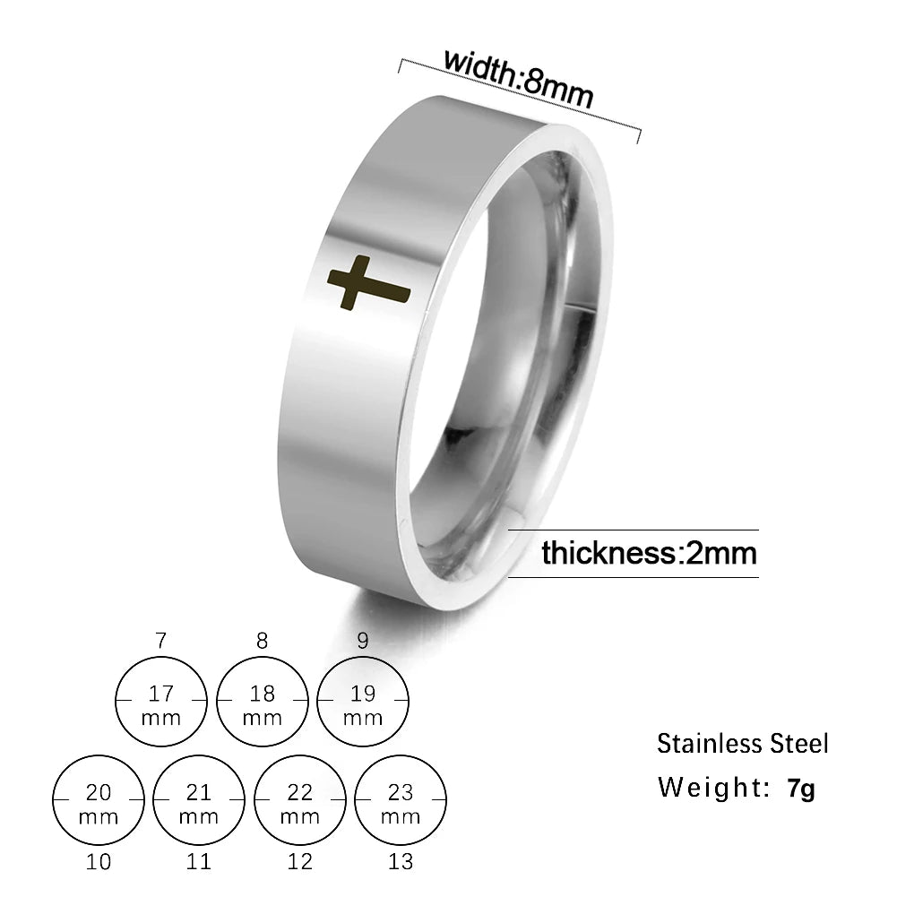 Skyrim Stainless Steel Cross Ring Men Women Christian Jesus Christ Couple Rings Jewelry Gift for Lover Wholesale