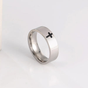 Skyrim Stainless Steel Cross Ring Men Women Christian Jesus Christ Couple Rings Jewelry Gift for Lover Wholesale