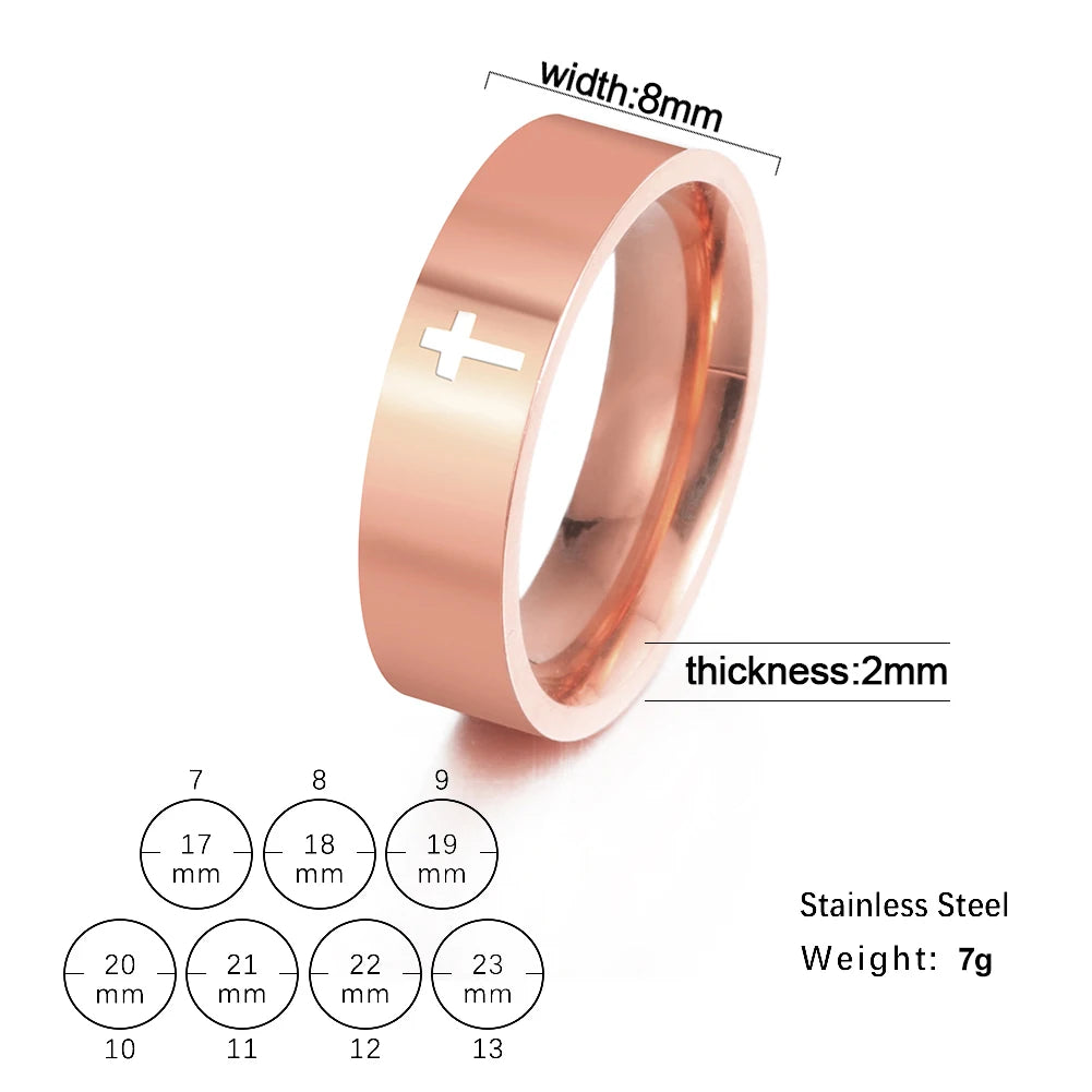 Skyrim Stainless Steel Cross Ring Men Women Christian Jesus Christ Couple Rings Jewelry Gift for Lover Wholesale